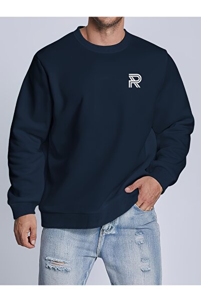 Lider Leather Hanorac imprimat cu gâtul în formă de O - Design elegant și con...