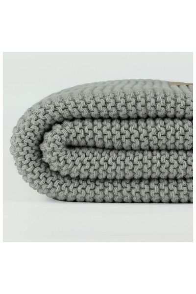 Bumble & Bird - Knitted Receiving Blanket - Grey