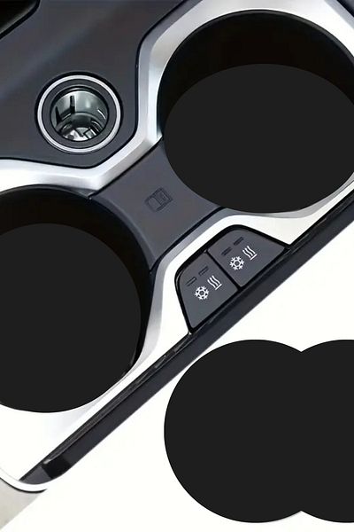 Arma House 2Pcs Black Leather Car Cup Pad - Universal Car Cup Pad with Non-Slip and Thermal Insulation