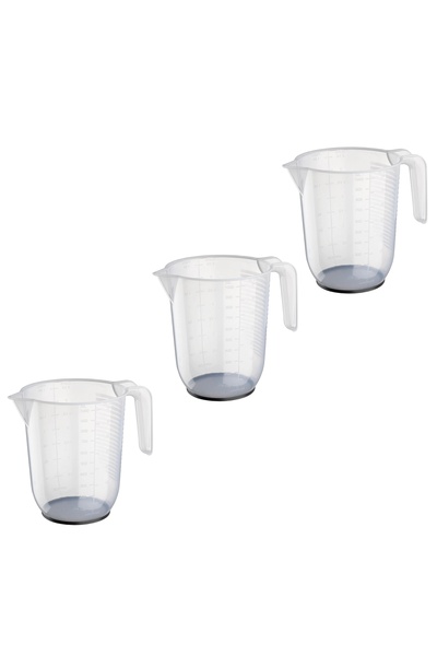IKEA 3 Adet Plastik Ölçek Hacim: 1 Litre Yükseklik 14 Cm Ikea 3'lü Set Ölçü Kabı Şeffaf Kap Beher
