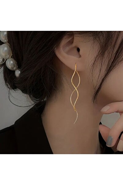 WasWink Altın Rengi Şık Tasarım Sallantılı Küpe