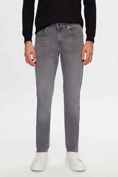 D'S Damat Pantaloni slim din denim gri cu picior drept