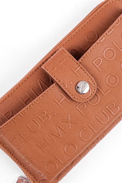 Lal Shoes & Bags Γυναικείο μπροστινό πορτοφόλι με μάτι και κουμπωτά και λεπτομέρεια με κείμενο - μαύρισμα