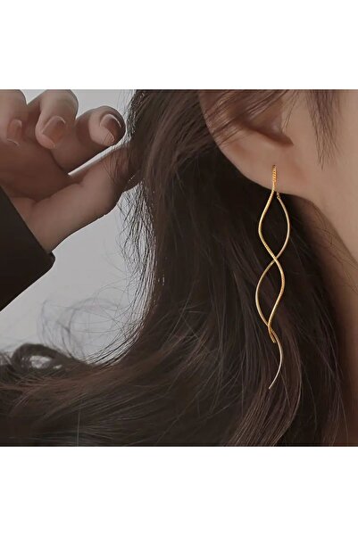 WasWink Altın Rengi Şık Tasarım Sallantılı Küpe