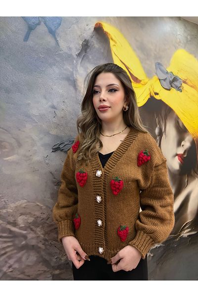 NEWCO Strawberry Detail Knitted Cardigan