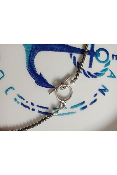 Mudita Tasarım 3 mm faset kesim gerçek doğal pirit taşı kolye