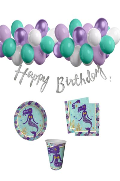 party mix Mermaid Birthday Concept |   Mermaid Plate Cup |   Mermaid Balloon