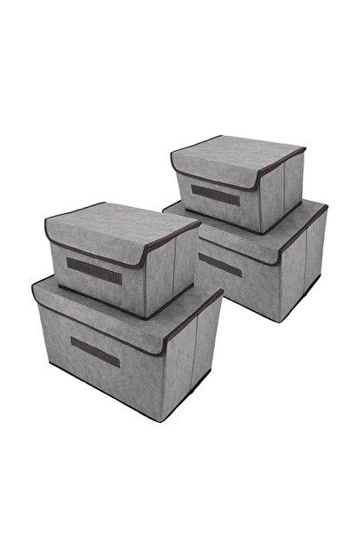 Primo Plus 4-Piece Foldable Storage Box Set with Lid Gray