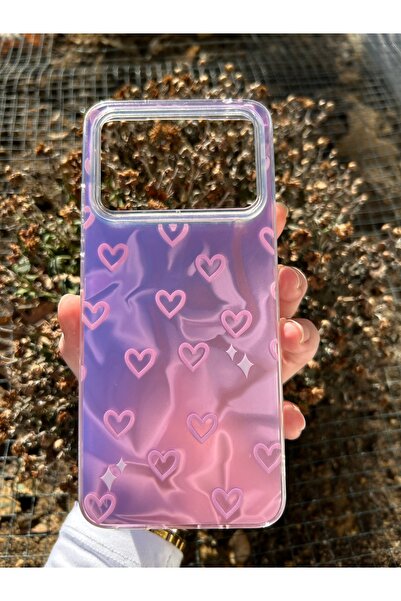 OVADA Xiaomi Redmi 12C Uyumlu Kalp Desenli Hologramlı Kılıf