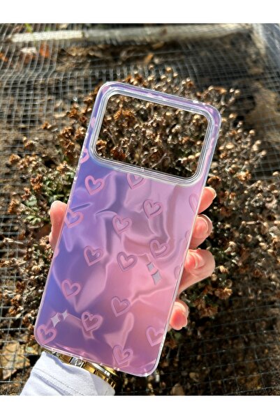 OVADA Xiaomi Redmi 12C Uyumlu Kalp Desenli Hologramlı Kılıf