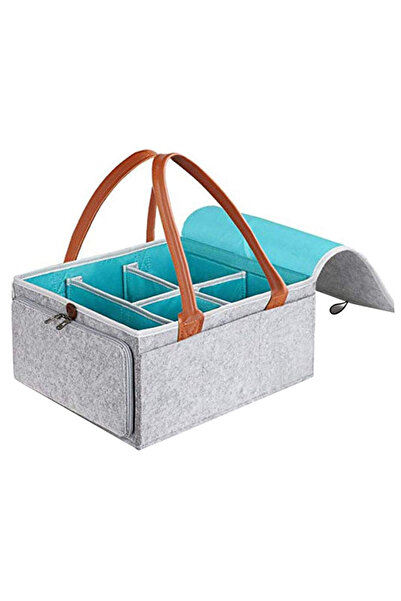 Primo Plus Baby diaper storage bag with zippered lid and leather handle