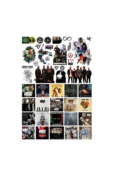 Ororabutik Σετ αυτοκόλλητων Linkin Park Metal Rock - Σετ αυτοκόλλητων 42 τμχ Scrapbook Bullet Journal