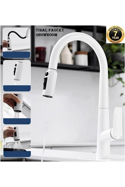 OEM 2025 New Kitchen Sink Faucet - White with Spiral and Fountain, Water Purifier Outlet, 7 Years Warranty Imported