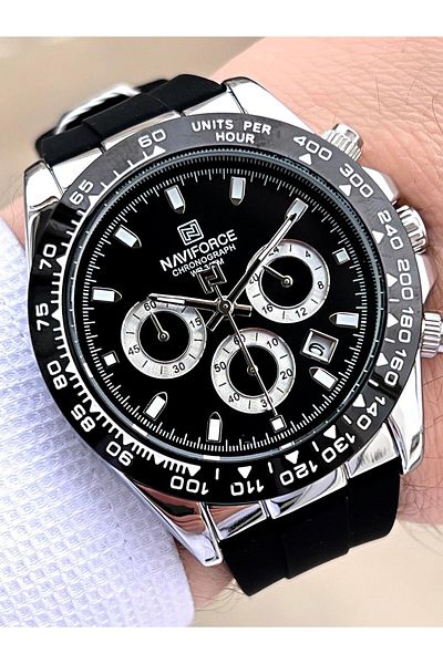 Naviforce Silicone Lanyard Inner Functions Active 3 Atm Water Resistant Men Wrist Watch E.N8054.Sg