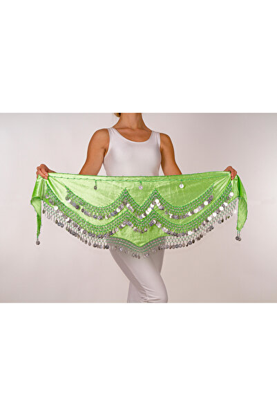 Armelit Şakira Kemeri Kına Roman Üçgen Fıstık Yeşil Gümüş Oryantal Shakira Kemer