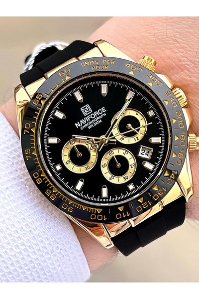 Naviforce Silicone Lanyard Inner Functions Active 3 Atm Water Resistant Men Wrist Watch E.N8054.Ss