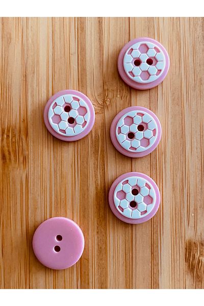 Öztürk Baby Cardigan, Vest and Amigurumi Soccer Ball Pattern Button. 15mm. 5 Pkt. Color: Pink/White.