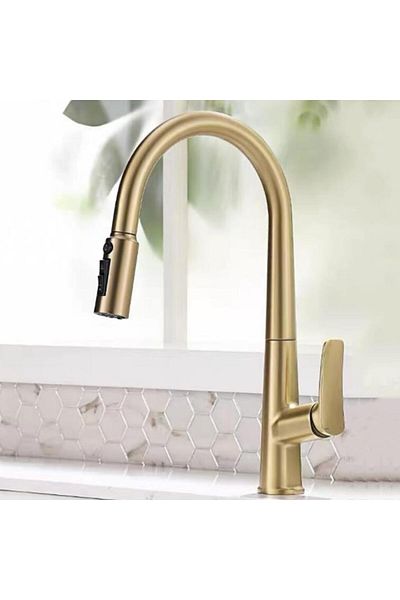 OEM New Matte Gold Kitchen Sink Faucet with Spiral and Fountain - Water Purifier Outlet, 7 Years Warranty Imported