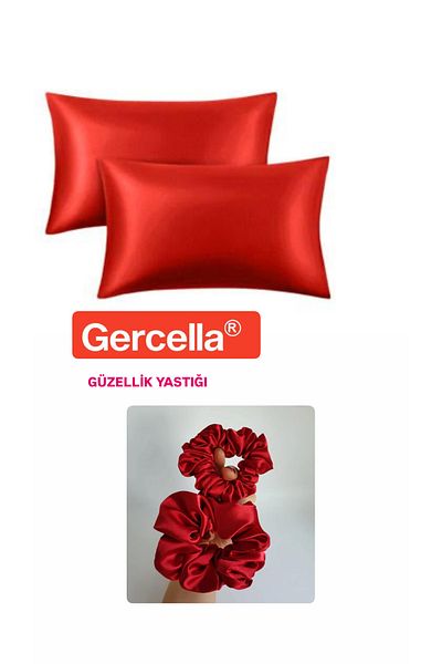 GERCELLA Nadide Silk Satin Luxury Red Beauty - 2 Pieces 50X70Cm Beauty Pillow Case