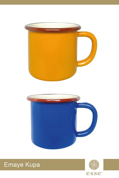 Esse Enameled Mug Retro Series Yellow & Blue Set of 2