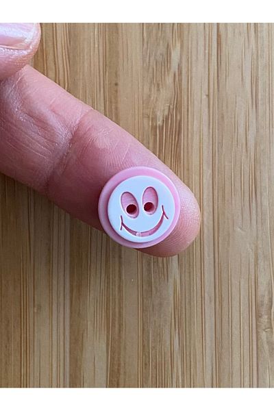 Öztürk Baby Cardigan, Vest and Amigurumi Smiley Face Pattern Button. 15mm. 5 Pkt. Color: Pink/White.