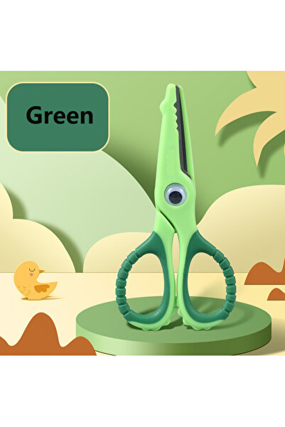 Fab N Funky مقص من الفولاذ المقاوم للصدأ، شفرات حادة، مقابض مريحة، متينة، 6 سنوات فأكثر - أخضر