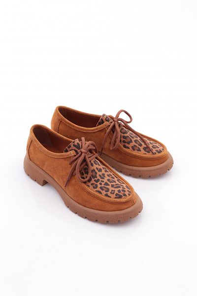 DGN Γυναικεία Loafer Παπούτσια Γνήσιο δέρμα Tan Leopard Suede 5358841