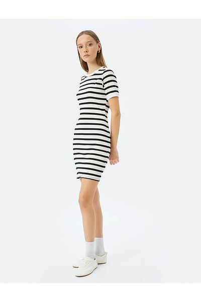 Koton Mini Crew Neck Short Sleeve Ribbed Slim Fit Dress