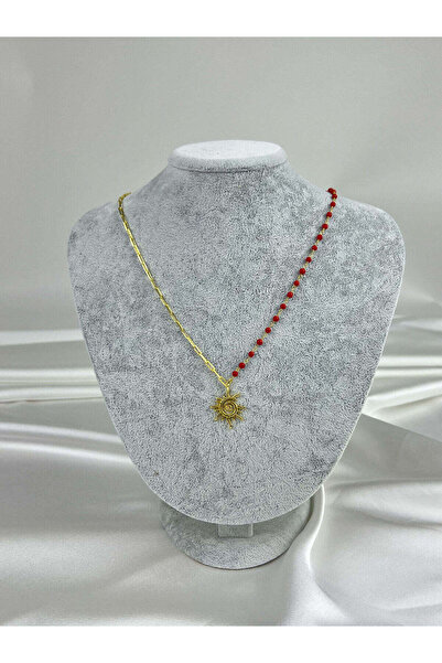 The Leia Mercan Ve Zincirli Spiral Güneş Kolye - Gold / 925 Ayar Gümüş