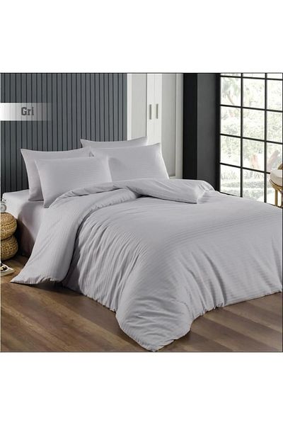 Marlenka Home Tex Σετ Παπλωματοθήκη Σατέν Ριγέ Διπλό
