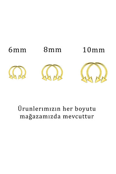 BEZO İkili Yarım Halka Spike Ok Sivri Piercing 316L 100% Cerrahi Çelik Kulak ...