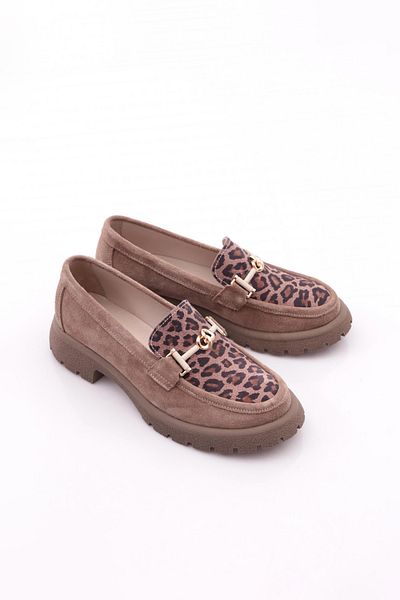 DGN Γυναικεία Αξεσουάρ Loafer Παπούτσια Mink Suede Leopard Γνήσιο δέρμα