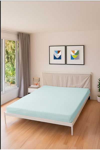 Home Water Green Cotton Double Elastic Woven Fabric Bed Sheet