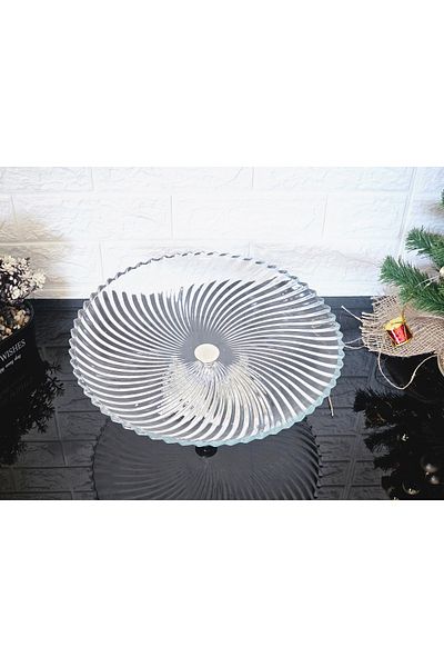 atabey home Large Size 31 cm Round Presentation Bowl & Servi̇S Platter Cast Square Silver Leg