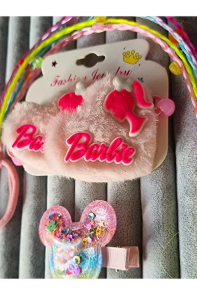Brassito Colorful Children's Buckle Set - with Hairpiece, Barbi, Rubber and Glitter Detail, for Mickey