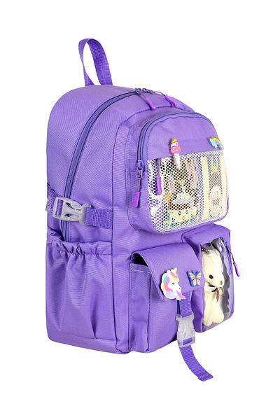 çantamgelsin Kawaii Korean Style School Bag with Accessories Girls and Boys Backpack Lilac