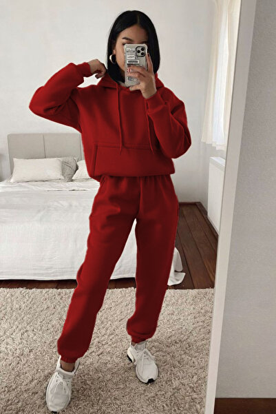 YAKAMEL Γυναικείο σετ φόρμας oversize με 3 κλωστές, βαμβακερό, χοντρό, με κου...