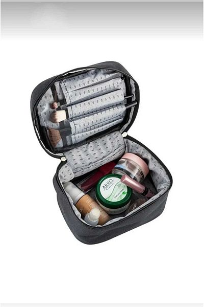 adrbags Черен органайзер за гримове за пътуване - Комплект многофункционални козметични чанти от 2 бр