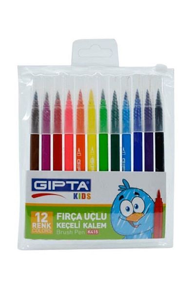Gıpta K4151 12 Pieces Felt Tip Pen with Brush Tip
