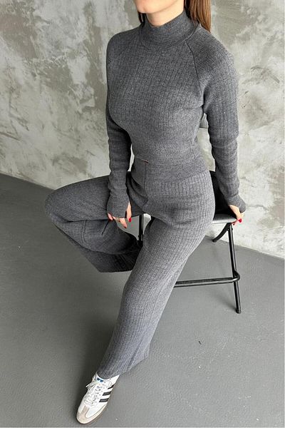 seus WOMEN'S Half Fisherman's Knitted Crop Sweater Trousers Knitwear Top and Bottom Set