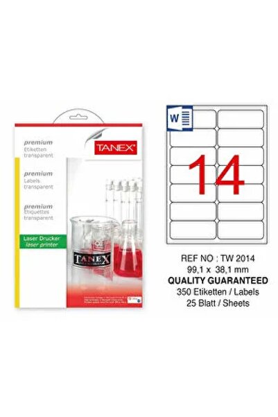 Tanex Laser Label (99.1X38.1) Transparent (Pack of 25) Tw-2014