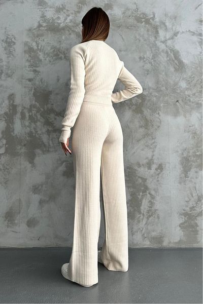 seus WOMEN'S Half Fisherman's Knitted Crop Sweater Trousers Knitwear Top and Bottom Set