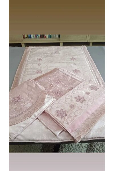 NUMİSTORE Pudra renk kadife seccade takımı