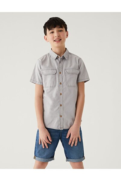 Marks & Spencer Saf Pamuklu Kısa Kollu Gömlek