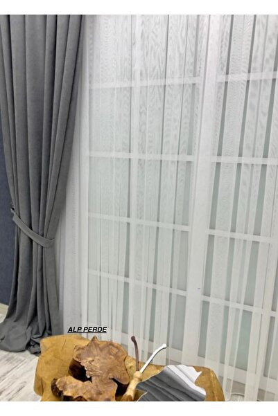 Alp Perde Greek Tulle Curtain - 1/2,5 Pleated, First Quality, Leaded Does Not Want Ironing (Normal Pleated) Alpine Curtain