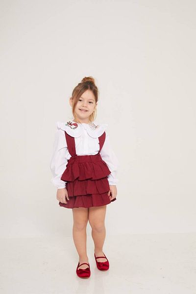 Teeny Weeny Kids Girl's Shirt Ruffled Skirt Salopet Set