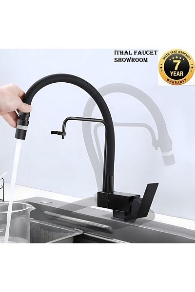 OEM New - Kitchen Window Folding Sink Faucet with Black Spiral and Fountain