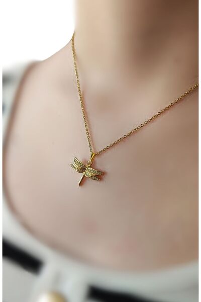 Bahar Yusufçuk Formunda Paslanmaz Çelik Kolye / Kararmaz