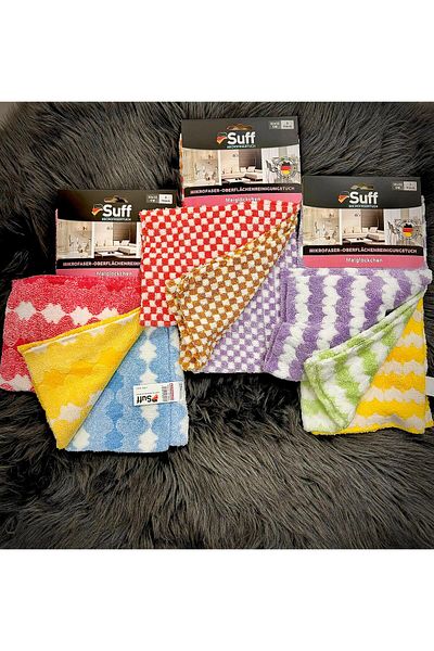 Suff Müge (Mai̇glöckhen) Patterned Triple Cleaning Cloth - Surface Cleaning Cloth (1Pktx3Pcs)