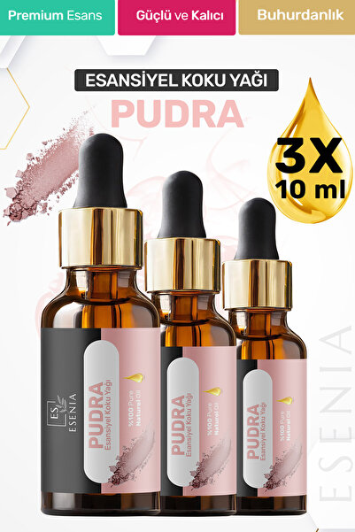 ESENIA Pudra 3'lü Set Esansiyel Uçucu Yağı Buhurdanlık Difüzör Esansı oda ve ...